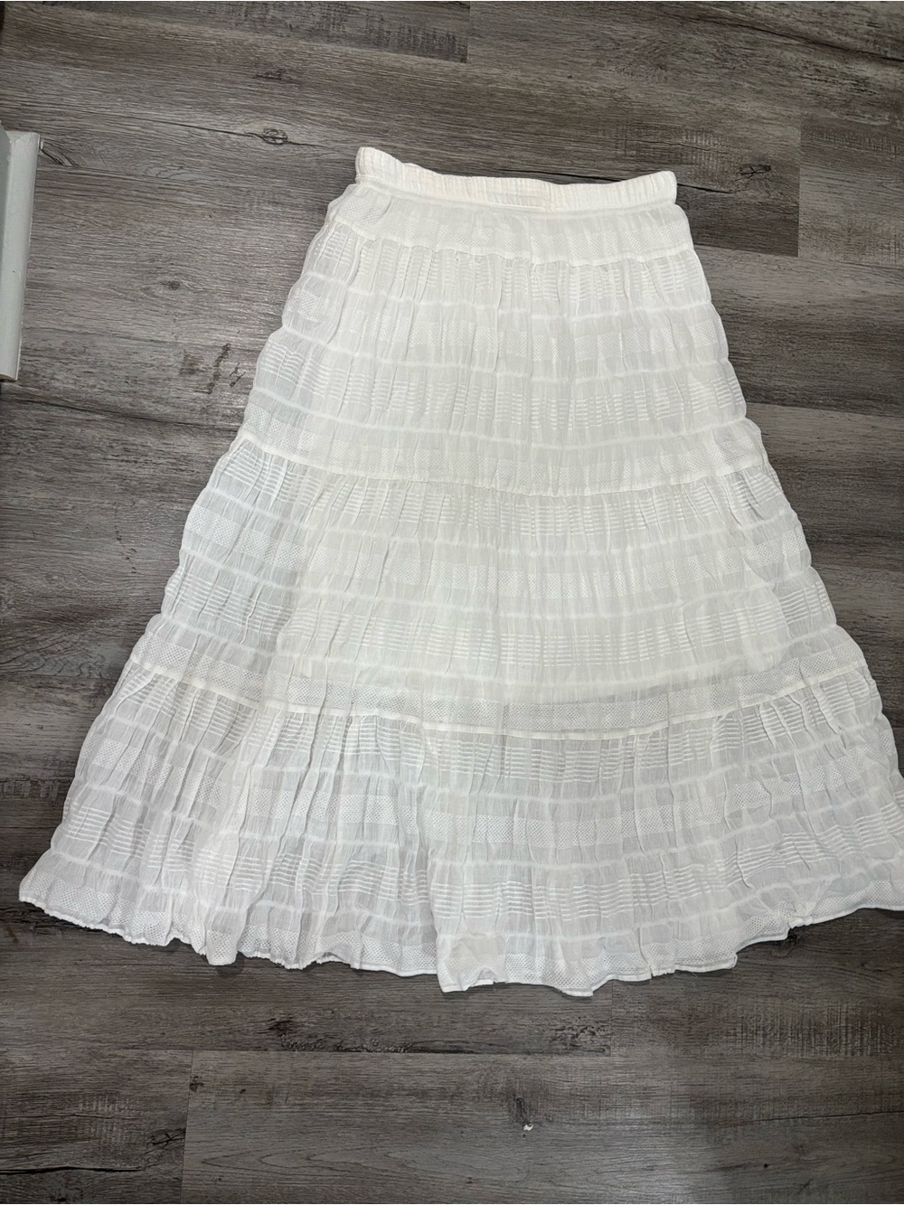 Max Studio White Tiered Midi Skirt